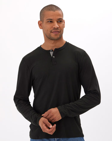 Frederick Luxe Jersey Long Sleeve Henley Mens Tops Tshirt Long Threads 4 Thought 