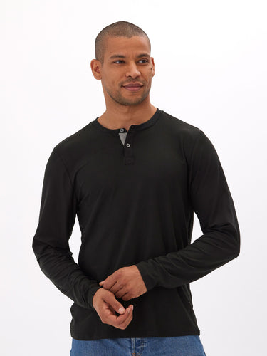 Frederick Luxe Jersey Long Sleeve Henley Mens Tops Tshirt Long Threads 4 Thought 