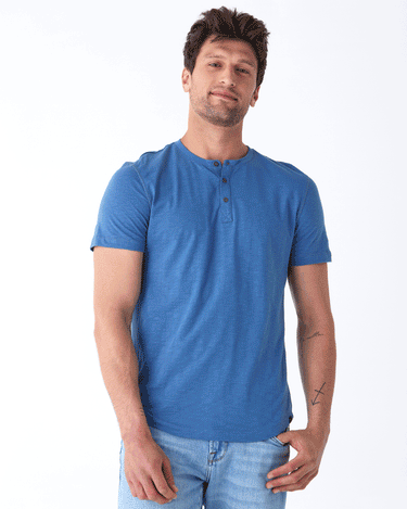 Heath Slub Jersey Short Sleeve Henley Mens Tops Tshirt Short Threads 4 Thought 