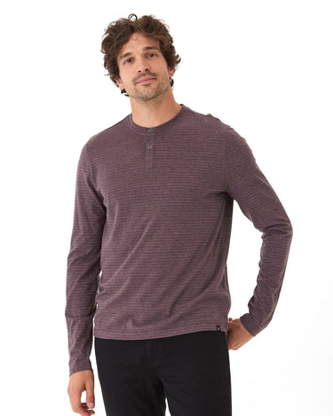 Torryn Triblend Stripe Jersey Long Sleeve Contrast Henley Mens Tops Tshirt Long Henley Threads 4 Thought 