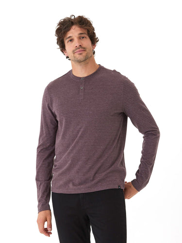 Torryn Triblend Stripe Jersey Long Sleeve Contrast Henley Mens Tops Tshirt Long Henley Threads 4 Thought 