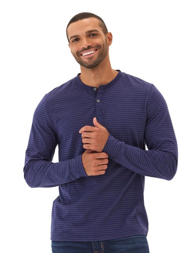 Torryn Triblend Stripe Jersey Long Sleeve Contrast Henley Mens Tops Tshirt Long Henley Threads 4 Thought 