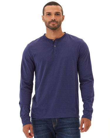 Torryn Triblend Stripe Jersey Long Sleeve Contrast Henley Mens Tops Tshirt Long Henley Threads 4 Thought 