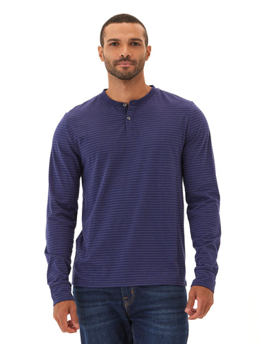 Torryn Triblend Stripe Jersey Long Sleeve Contrast Henley Mens Tops Tshirt Long Henley Threads 4 Thought 