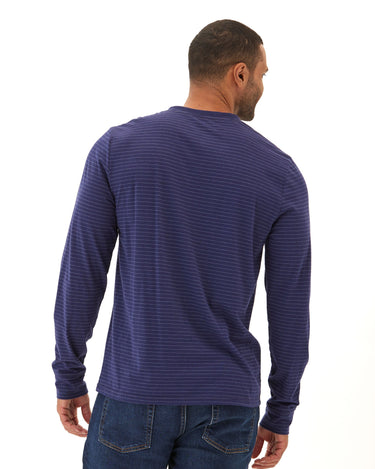 Torryn Triblend Stripe Jersey Long Sleeve Contrast Henley Mens Tops Tshirt Long Henley Threads 4 Thought 