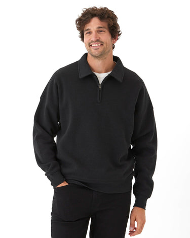 Gabe Triblend Fleece 1/4 Zip Polo Mens Outerwear Sweatshirt Threads 4 Thought 