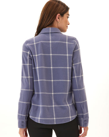 Kandyce Prairie Plaid Knit Fleece Button-Up Womens Tops Long Shirt Threads 4 Thought 