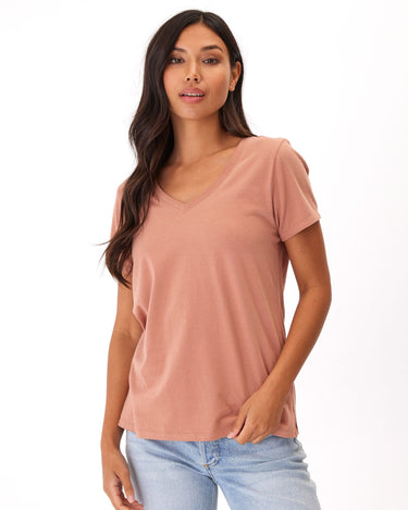 Pattie Classic Jersey V-Neck Tee Womens Tops Short Threads 4 Thought 