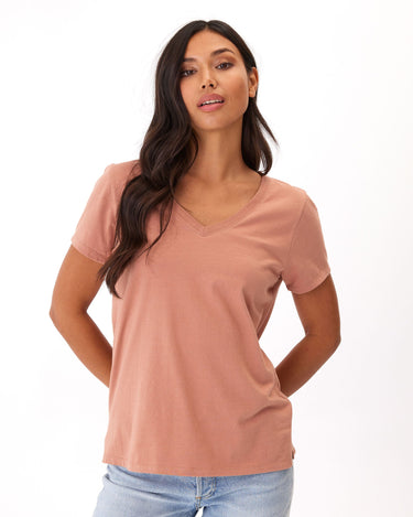 Pattie Classic Jersey V-Neck Tee Womens Tops Short Threads 4 Thought 