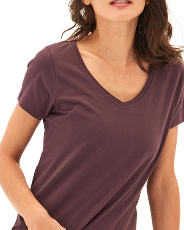 Pattie Organic Cotton V-Neck Tee Womens Tops Short Tee Threads 4 Thought 