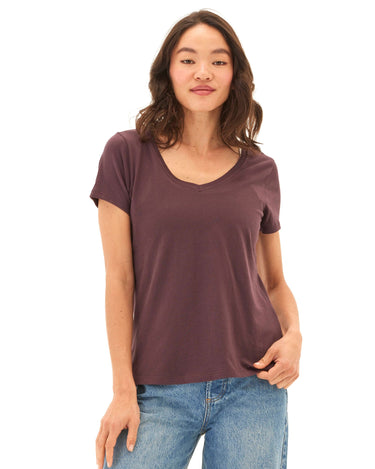 Pattie Organic Cotton V-Neck Tee Womens Tops Short Tee Threads 4 Thought 