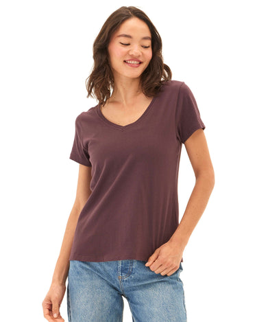 Pattie Organic Cotton V-Neck Tee Womens Tops Short Tee Threads 4 Thought 