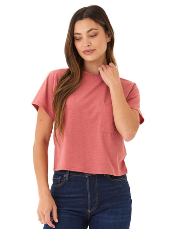 Shelbie Triblend Jersey Pocket Tee Womens Tops Short Tee Threads 4 Thought 