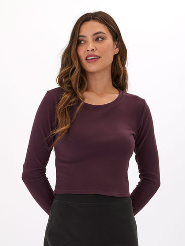 Guadalupe Luxe Rib Long Sleeve Crop Tee Womens Tops Long Tee Threads 4 Thought 