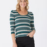 Nikita Yukon Stripe Feather Rib 3/4-Sleeve Tee Womens Tops Long Shirt Threads 4 Thought 