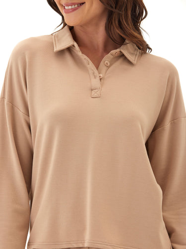 Eleanor Modal Terry Collared Top Womens Tops Long Shirt Threads 4 Thought 