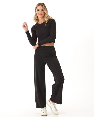 Sarina Brushed Performance Rib Wide Leg Pant Womens Bottoms Pants Threads 4 Thought 