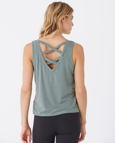 Kristie Criss Cross Heather Luxe Jersey Tank Womens Tops Tanks Threads 4 Thought 