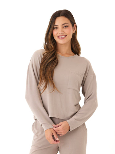 Shaina Modal Terry Pocket Long Sleeve Womens Tops Long Tee Threads 4 Thought 