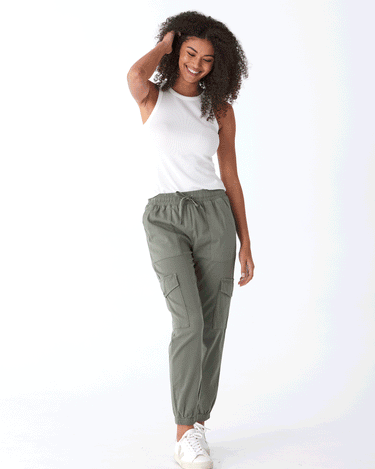 Delilah Stretch Twill Cargo Jogger 27" Womens Bottoms Pants Threads 4 Thought 