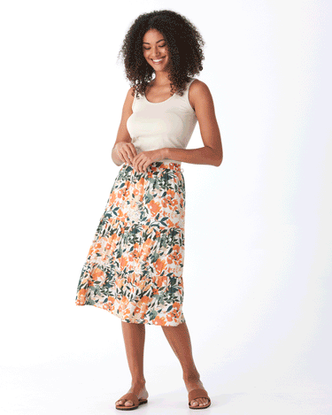 Kathleen Printed Woven Midi Skirt Womens Bottoms Skirt Threads 4 Thought 