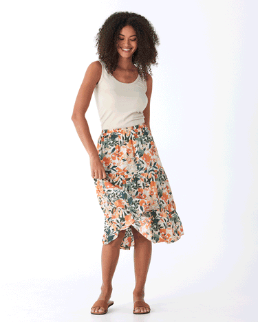 Kathleen Printed Woven Midi Skirt Womens Bottoms Skirt Threads 4 Thought 