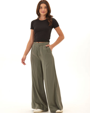 Samirah EcoVero Woven Pleated Wide Leg Pant Womens Bottoms Pants Threads 4 Thought 