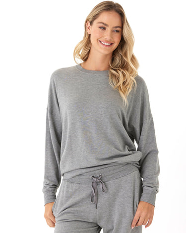 Cathy Boyfriend Feather Fleece Pullover Womens Tops Long Tee Threads 4 Thought 