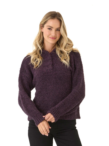 Tanisha Boucle Henley Hoodie Womens Outerwear Sweater Threads 4 Thought 