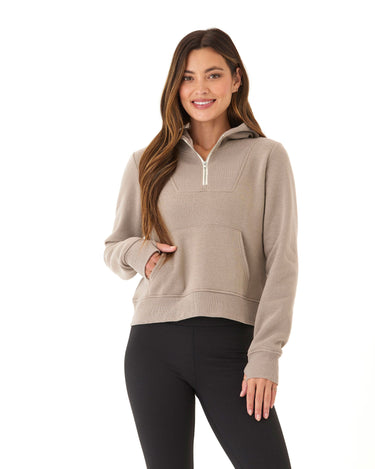 Tyra Triblend Fleece 1/4-Zip Hoodie Womens Outerwear Sweatshirt Threads 4 Thought 