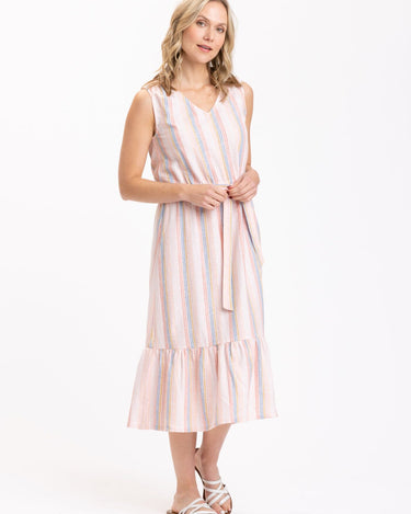 Veda Woven Stripe Tie-Waist Dress Womens Dresses Threads 4 Thought 