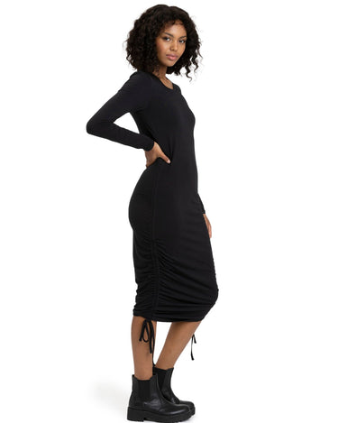 Thia Luxe Jersey Ruched Midi Dress Womens Tops Long Threads 4 Thought 