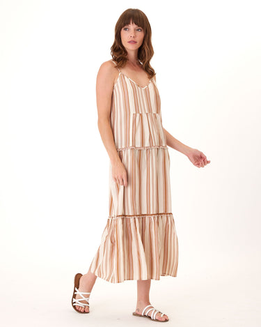 Gina Linen Stripe Tiered Dress Womens Dresses Threads 4 Thought 