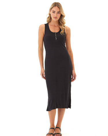 Lois Feather Rib Henley Tank Dress Womens Dresses Threads 4 Thought 