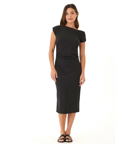 Leoni Luxe Jersey Ruched Midi Dress Womens Dresses Threads 4 Thought 