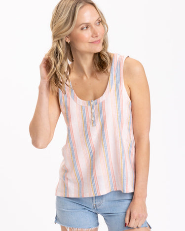 Syrena Woven Stripe Henley Tank Womens Tops Tanks Threads 4 Thought 