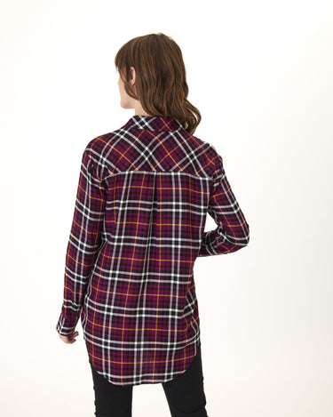 Marlow Woven Button-Up Plaid Shirt Womens Tops Long Threads 4 Thought 