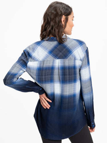 Marlow Woven Button-Up Plaid Shirt Womens Tops Long Threads 4 Thought 