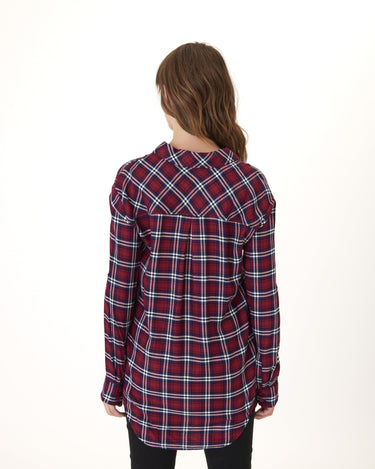 Marlow Woven Button-Up Plaid Shirt Womens Tops Long Threads 4 Thought 