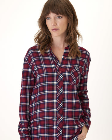 Marlow Woven Button-Up Plaid Shirt Womens Tops Long Threads 4 Thought 