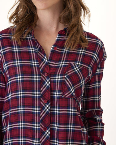 Marlow Woven Button-Up Plaid Shirt Womens Tops Long Threads 4 Thought 