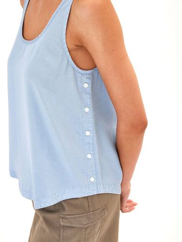 Clarice Chambray Button Tank Womens Tops Tanks Threads 4 Thought 