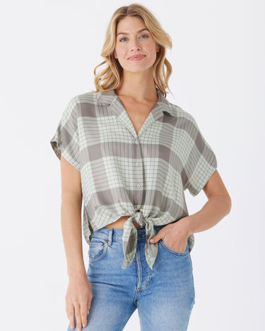 Sheena Woven Button Up Womens Tops Short Threads 4 Thought 