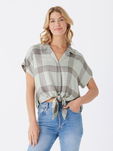 Sheena Woven Button Up Womens Tops Short Threads 4 Thought 