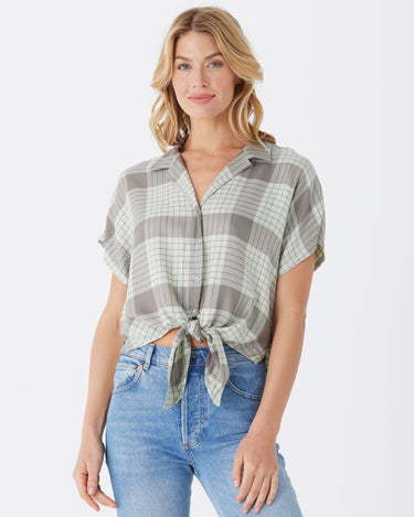 Sheena Woven Button Up Womens Tops Short Threads 4 Thought 