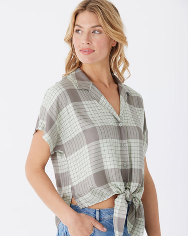 Sheena Woven Button Up Womens Tops Short Threads 4 Thought 