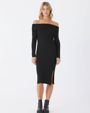 Karyssa Rib Knit Off-Shoulder Midi Dress Threads 4 Thought 