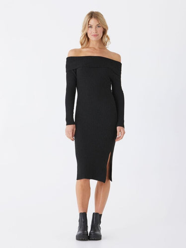 Karyssa Rib Knit Off-Shoulder Midi Dress Threads 4 Thought 