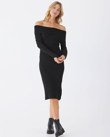 Karyssa Rib Knit Off-Shoulder Midi Dress Threads 4 Thought 