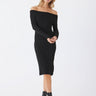 Karyssa Rib Knit Off-Shoulder Midi Dress Threads 4 Thought 